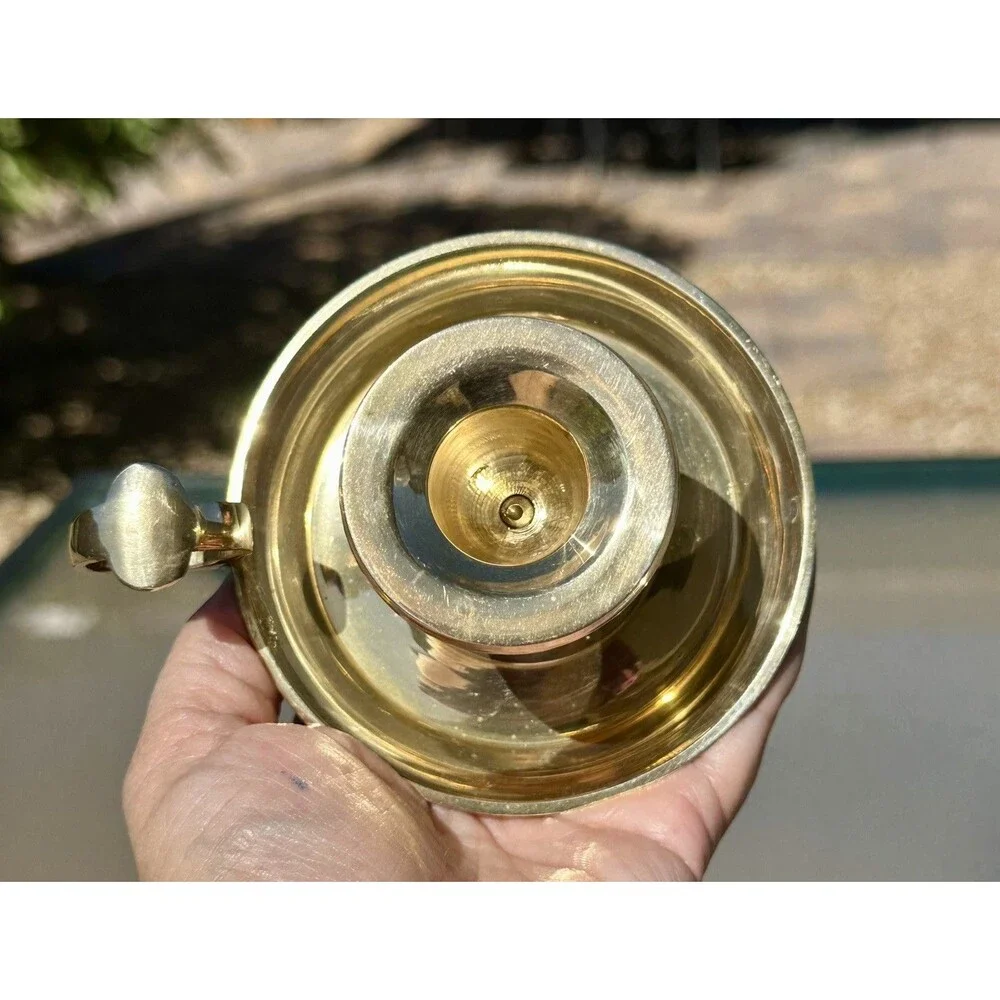 Solid Brass Chamberstick Candle Holder Finger Loop Drip Pan Made In India